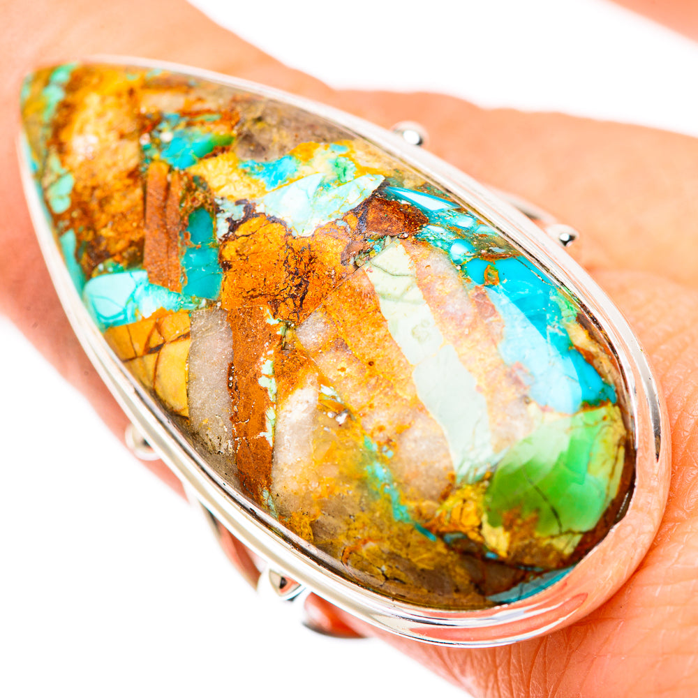 Kingman Mohave Turquoise Rings handcrafted by Anasilvercos - RING131944