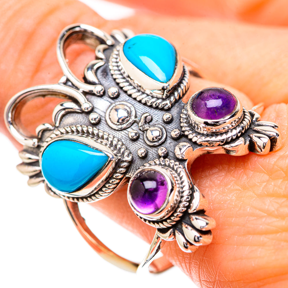 Sleeping Beauty Turquoise Rings handcrafted by Anasilvercos - RING131949