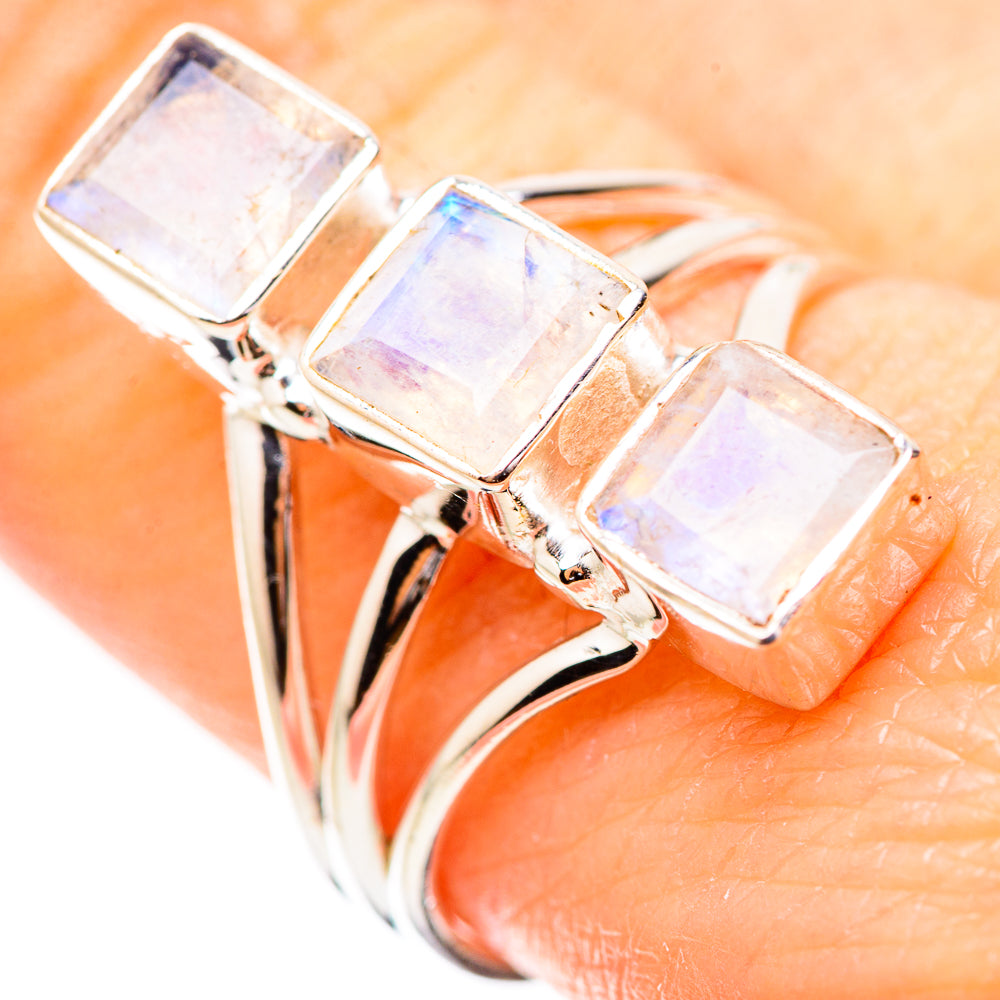 Rainbow Moonstone Rings handcrafted by Anasilvercos - RING131961