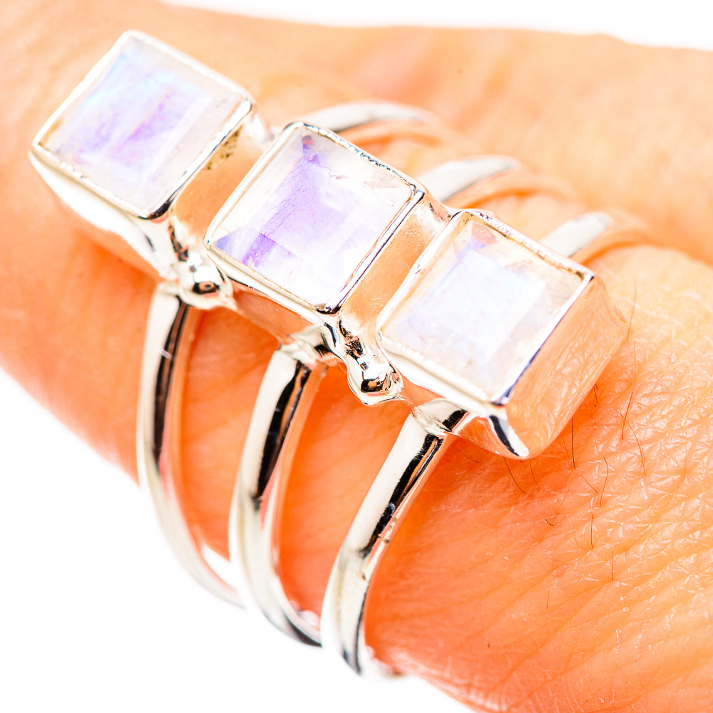 Rainbow Moonstone Rings handcrafted by Anasilvercos - RING131962
