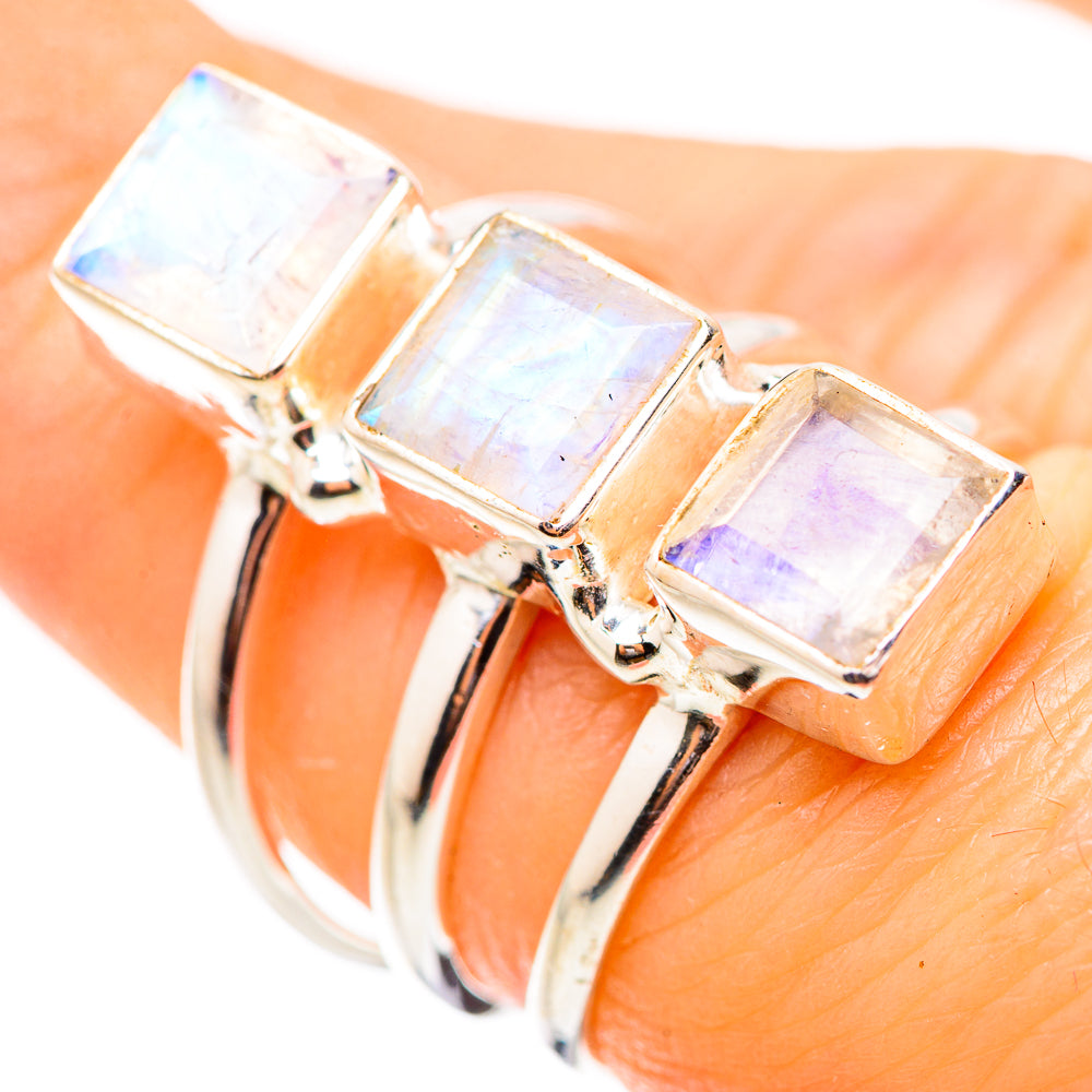 Rainbow Moonstone Rings handcrafted by Anasilvercos - RING131981