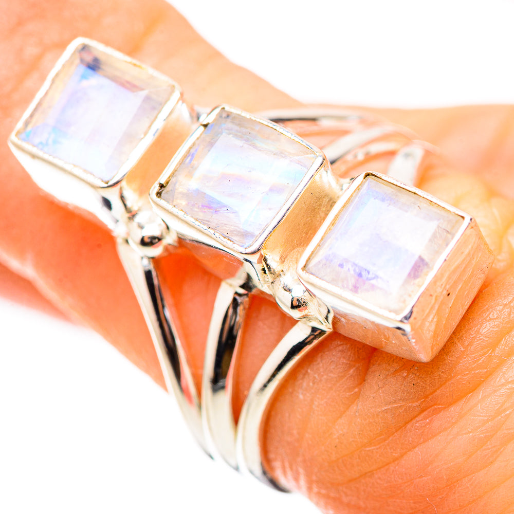 Rainbow Moonstone Rings handcrafted by Anasilvercos - RING132008