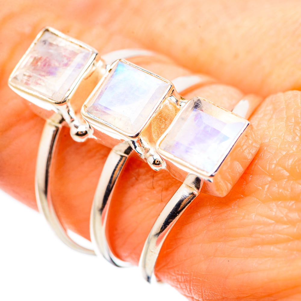 Rainbow Moonstone Rings handcrafted by Anasilvercos - RING132009