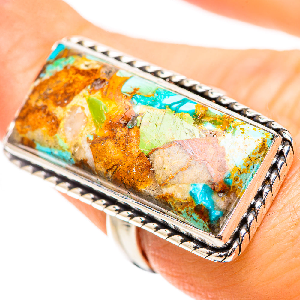 Kingman Mohave Turquoise Rings handcrafted by Anasilvercos - RING132028