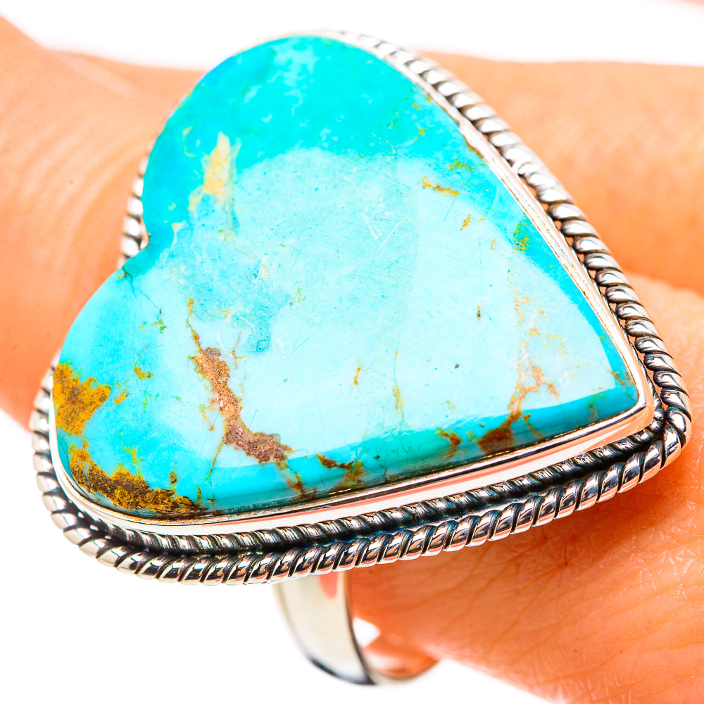 Kingman Mohave Turquoise Rings handcrafted by Anasilvercos - RING132035