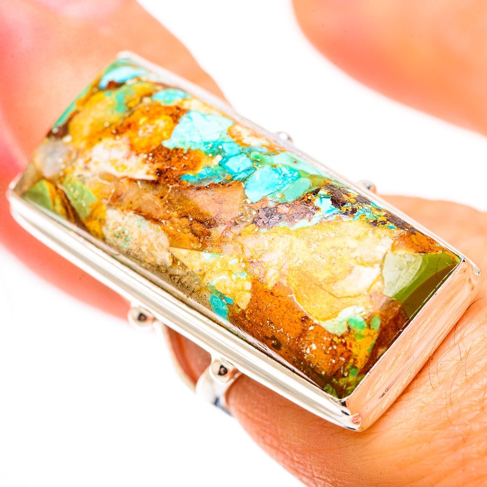 Kingman Mohave Turquoise Rings handcrafted by Anasilvercos - RING132052