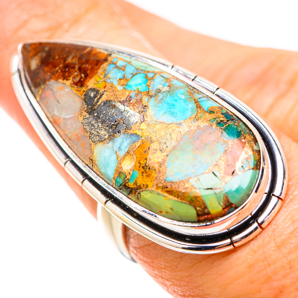 Kingman Mohave Turquoise Rings handcrafted by Anasilvercos - RING132054