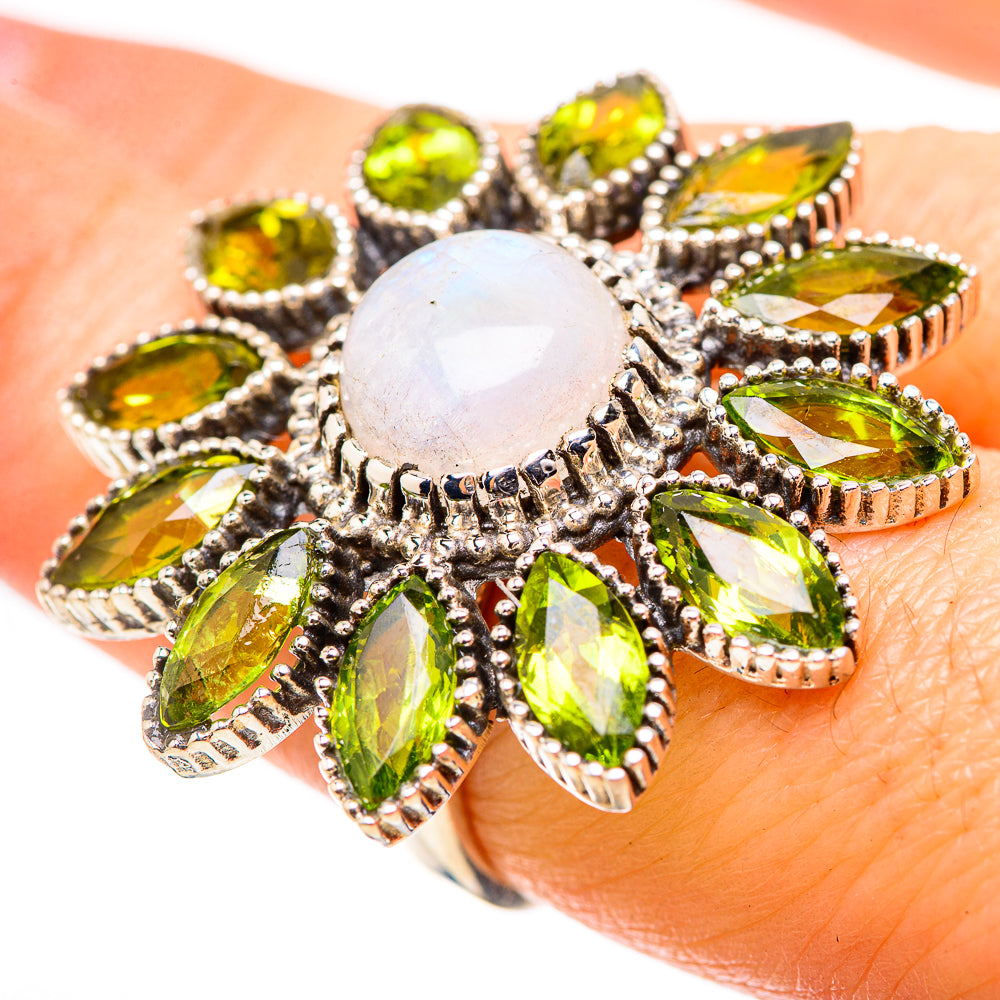 Rainbow Moonstone Rings handcrafted by Anasilvercos - RING132062
