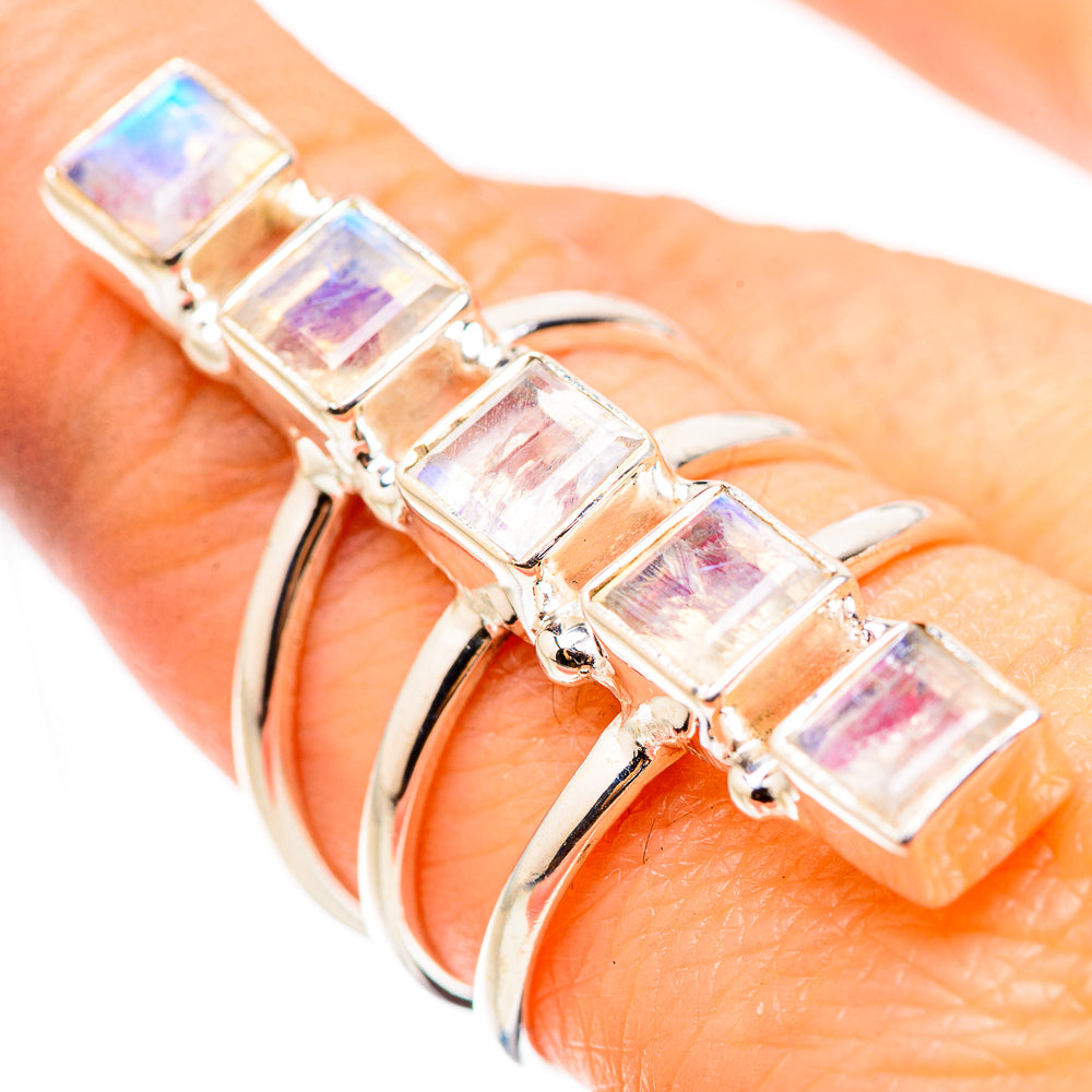 Rainbow Moonstone Rings handcrafted by Anasilvercos - RING132069