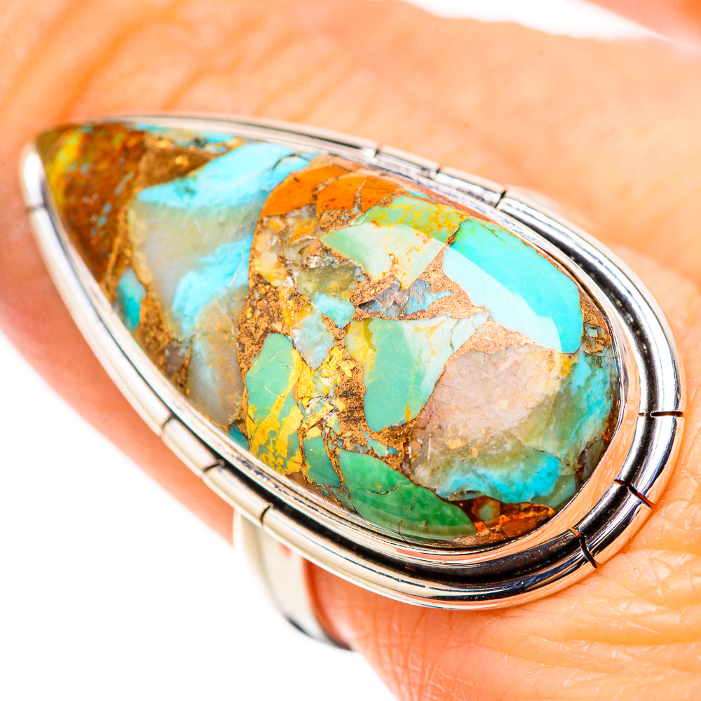 Kingman Mohave Turquoise Rings handcrafted by Anasilvercos - RING132072