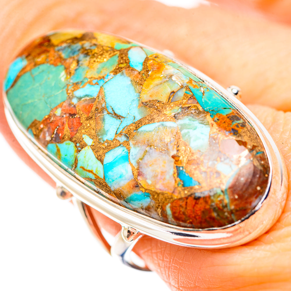 Kingman Mohave Turquoise Rings handcrafted by Anasilvercos - RING132073