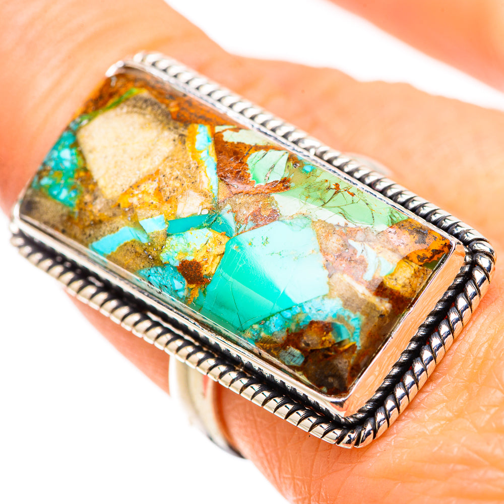 Kingman Mohave Turquoise Rings handcrafted by Anasilvercos - RING132074