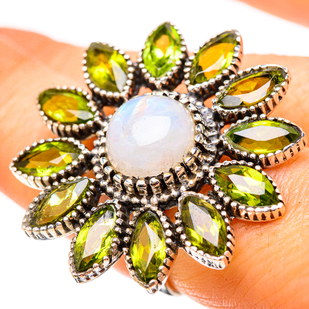 Rainbow Moonstone Rings handcrafted by Anasilvercos - RING132083