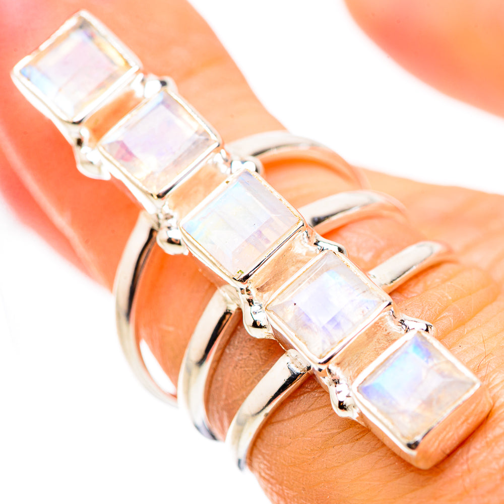 Rainbow Moonstone Rings handcrafted by Anasilvercos - RING132088