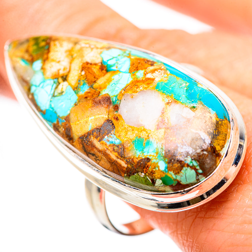Kingman Mohave Turquoise Rings handcrafted by Anasilvercos - RING132089