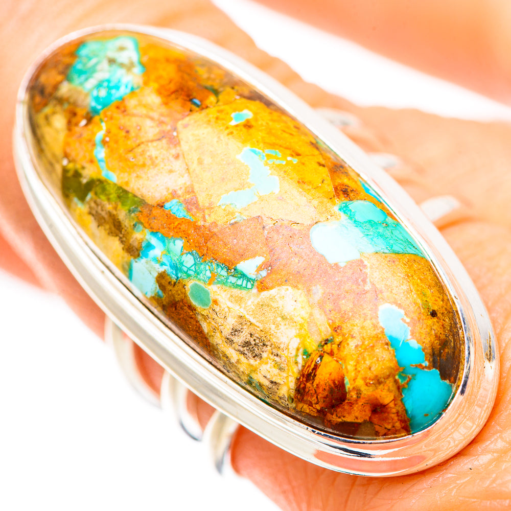 Kingman Mohave Turquoise Rings handcrafted by Anasilvercos - RING132093