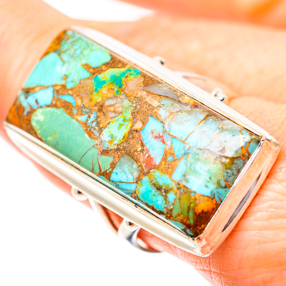 Kingman Mohave Turquoise Rings handcrafted by Anasilvercos - RING132099