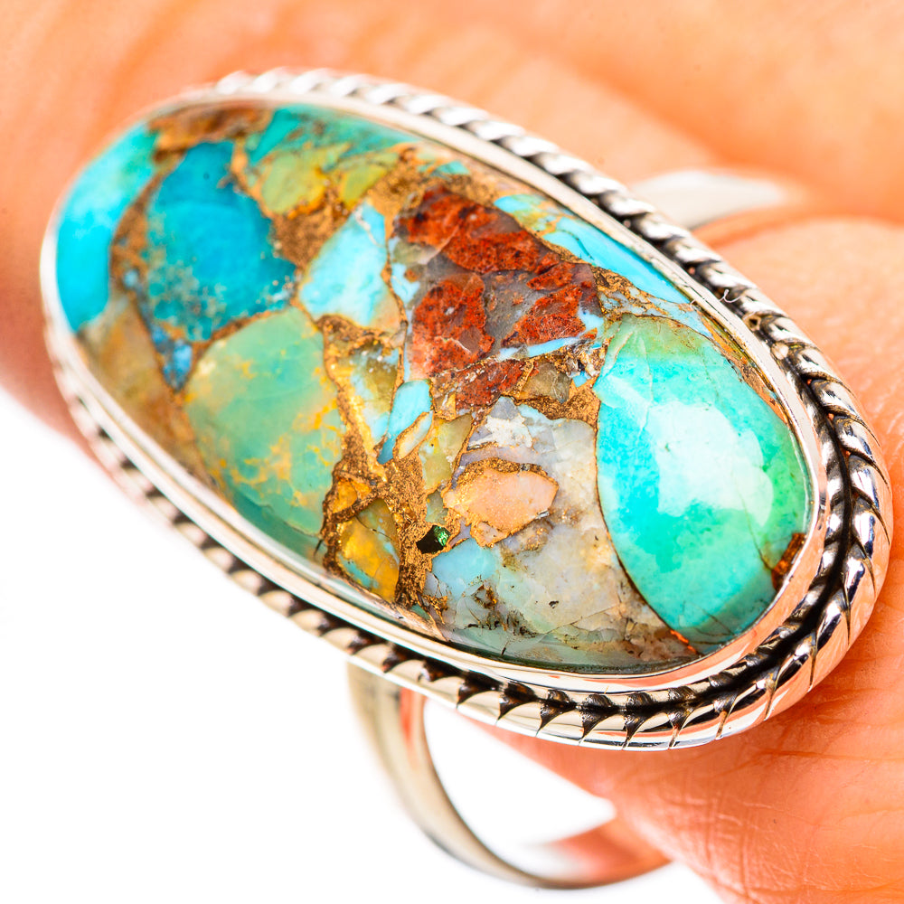 Kingman Mohave Turquoise Rings handcrafted by Anasilvercos - RING132100