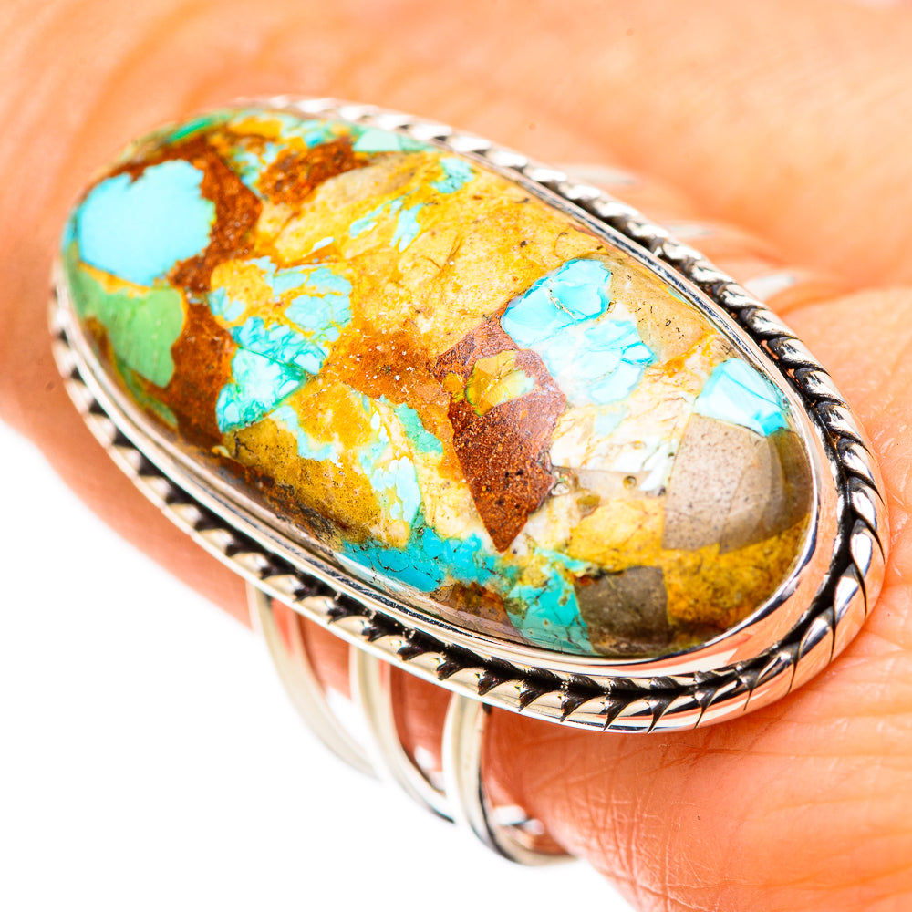Kingman Mohave Turquoise Rings handcrafted by Anasilvercos - RING132111