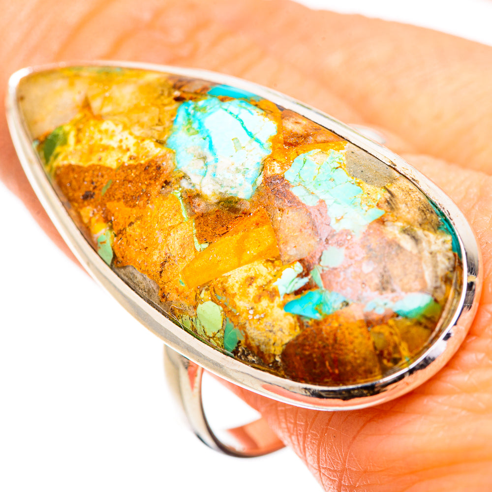 Kingman Mohave Turquoise Rings handcrafted by Anasilvercos - RING132126