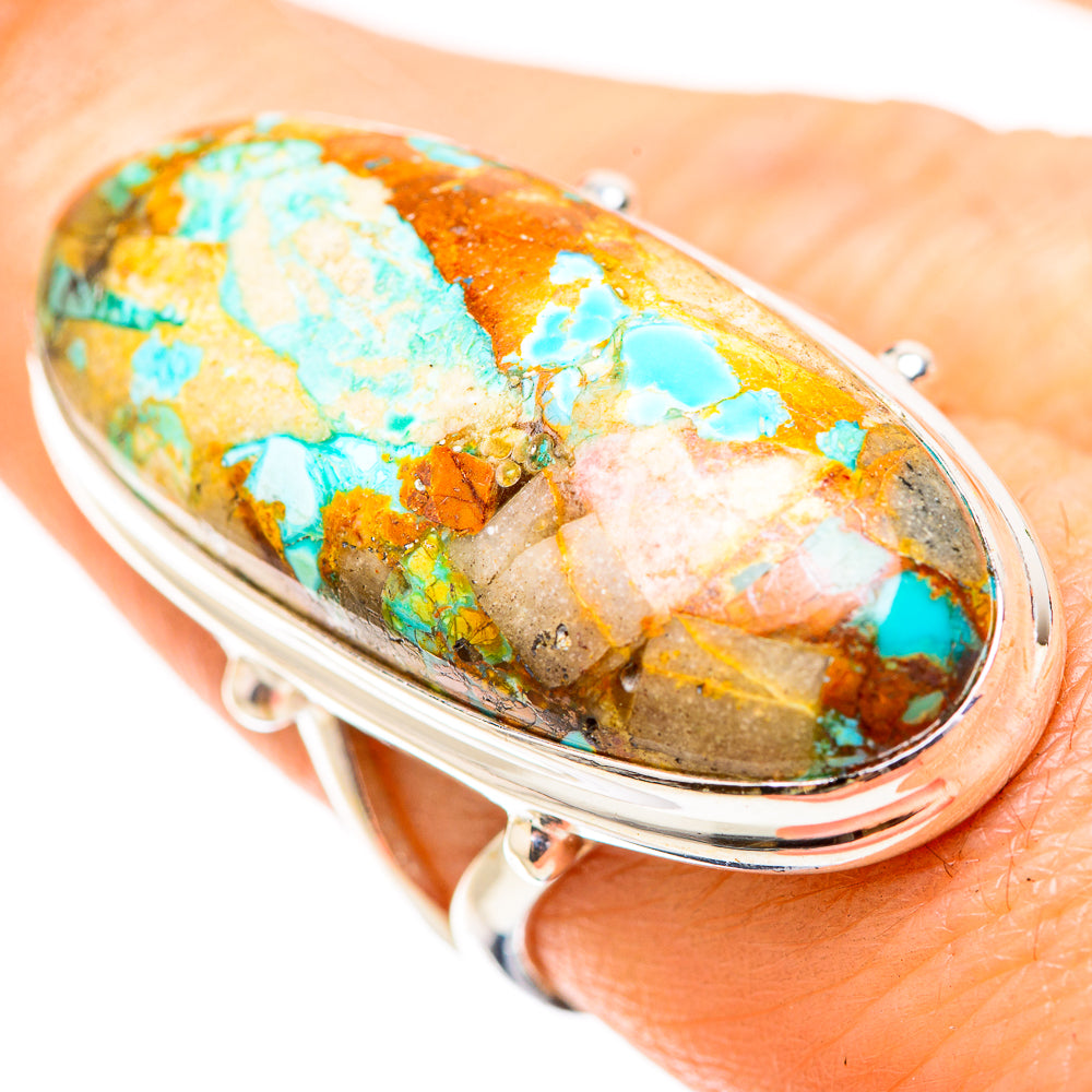 Kingman Mohave Turquoise Rings handcrafted by Anasilvercos - RING132127