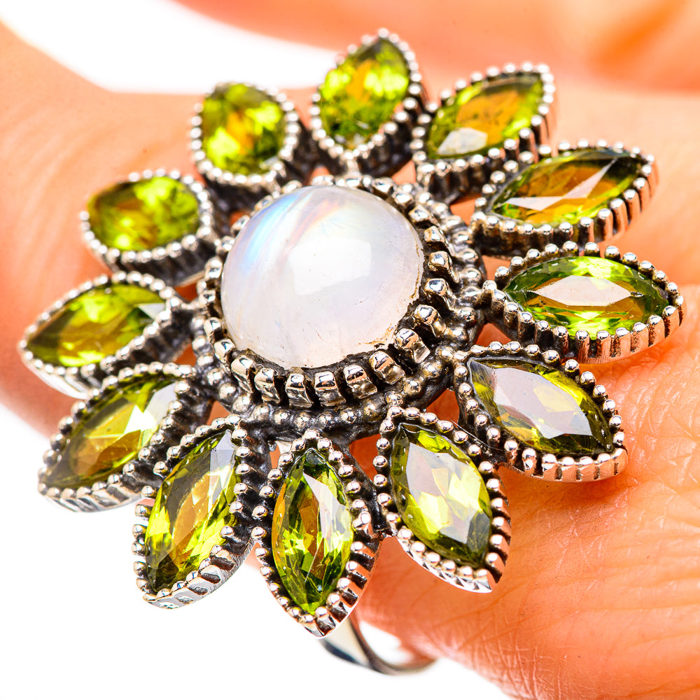 Rainbow Moonstone Rings handcrafted by Anasilvercos - RING132133