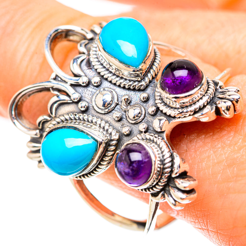 Sleeping Beauty Turquoise Rings handcrafted by Anasilvercos - RING132141