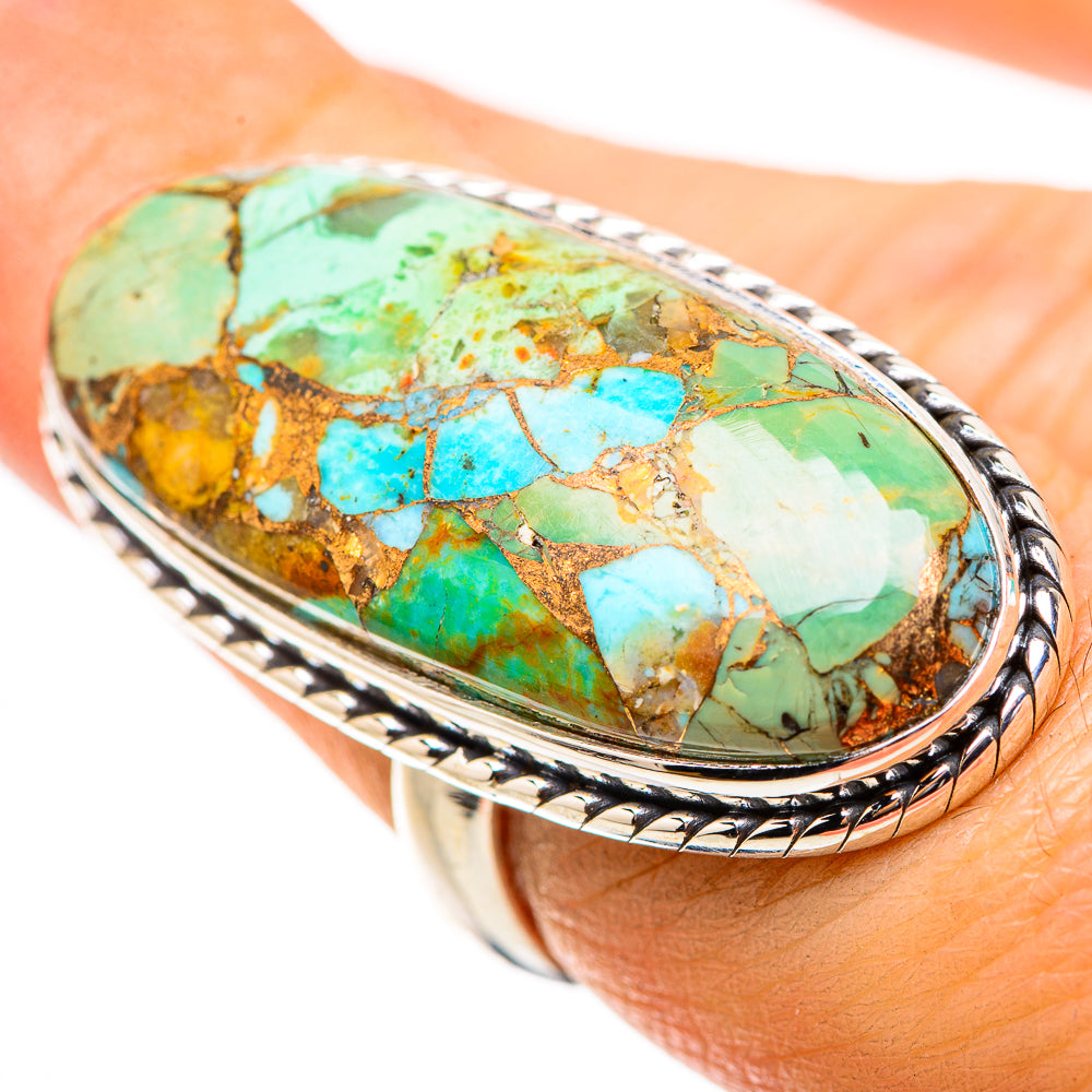 Kingman Mohave Turquoise Rings handcrafted by Anasilvercos - RING132144