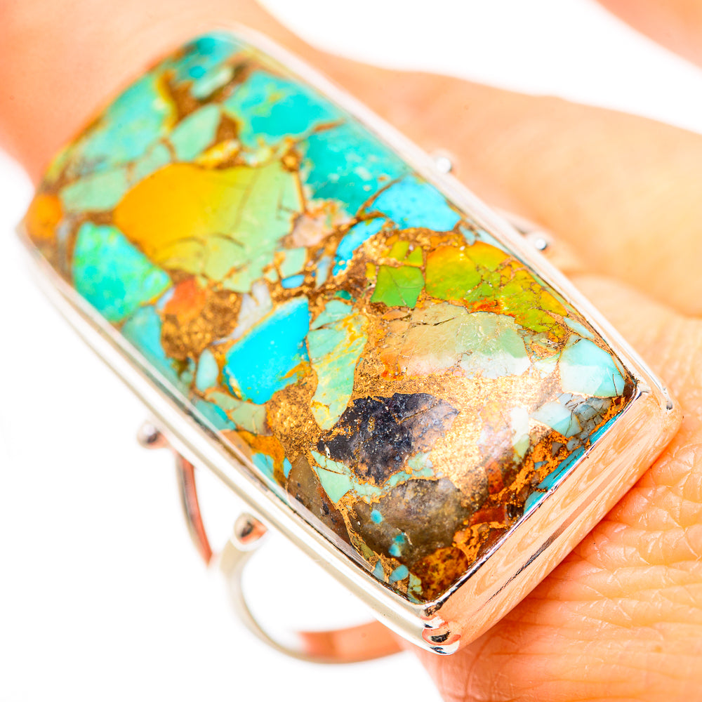 Kingman Mohave Turquoise Rings handcrafted by Anasilvercos - RING132145
