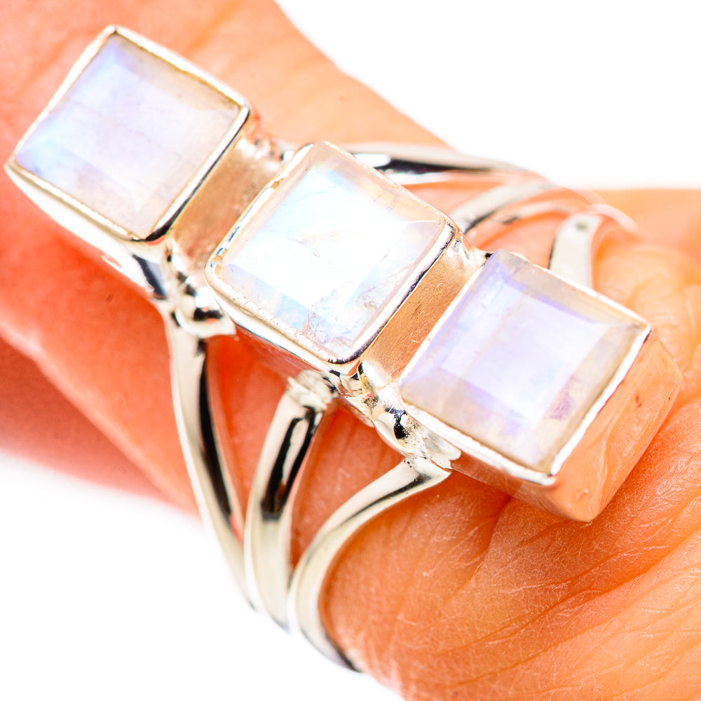 Rainbow Moonstone Rings handcrafted by Anasilvercos - RING132160
