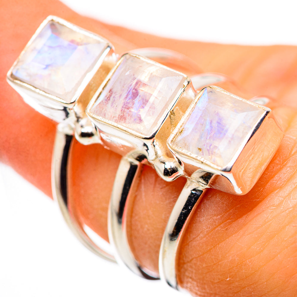 Rainbow Moonstone Rings handcrafted by Anasilvercos - RING132161