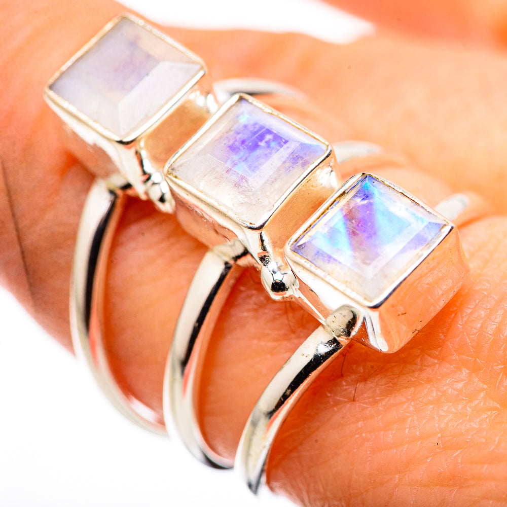 Rainbow Moonstone Rings handcrafted by Anasilvercos - RING132238