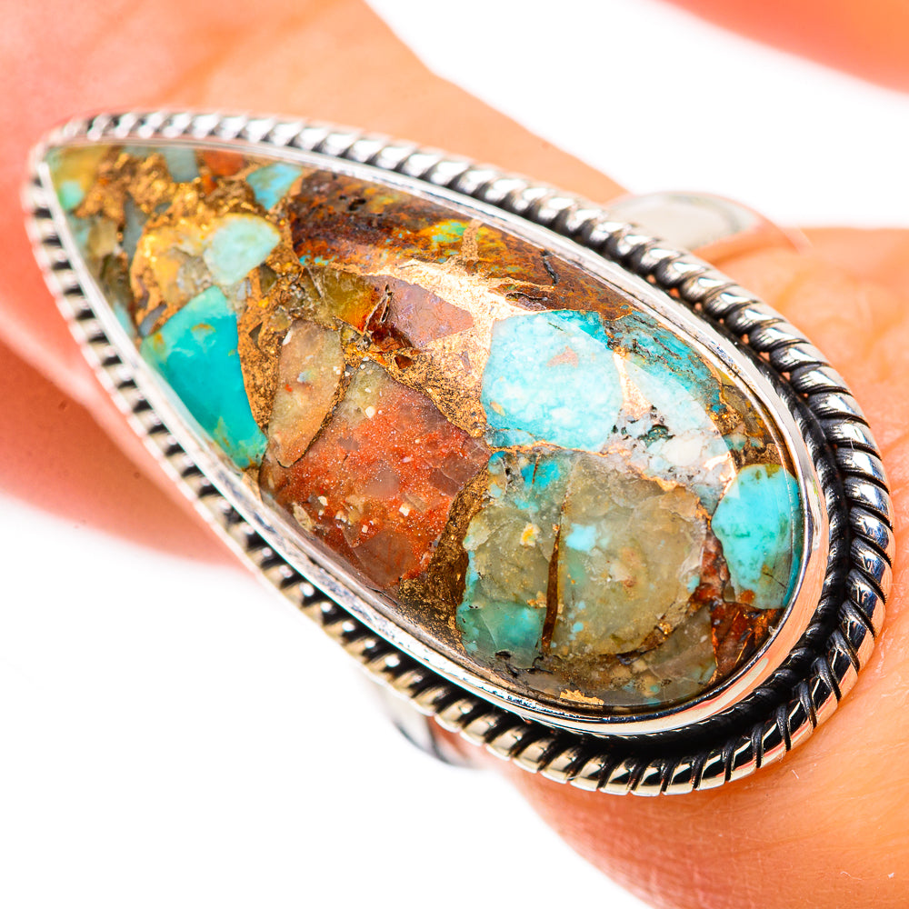 Kingman Mohave Turquoise Rings handcrafted by Anasilvercos - RING132259