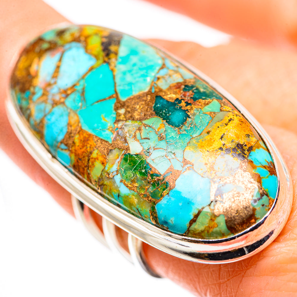Kingman Mohave Turquoise Rings handcrafted by Anasilvercos - RING132269