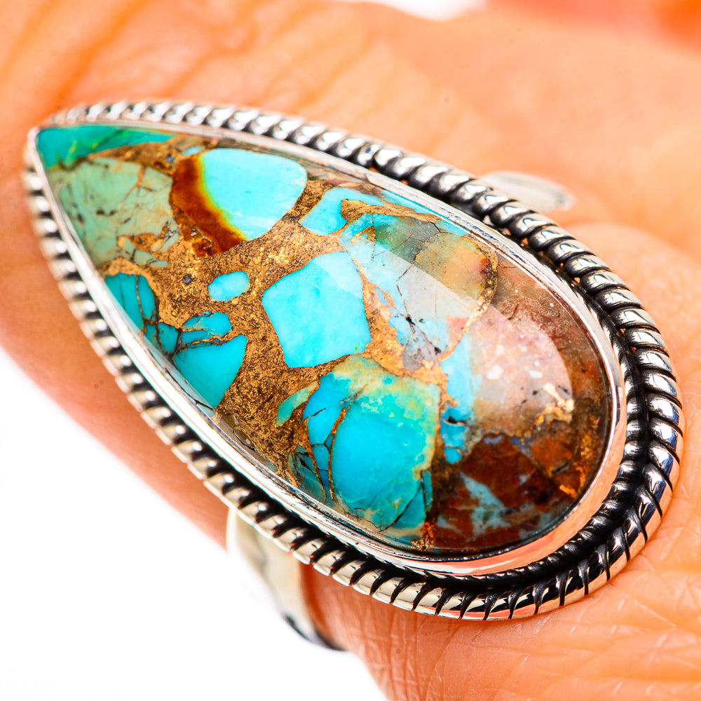 Kingman Mohave Turquoise Rings handcrafted by Anasilvercos - RING132270