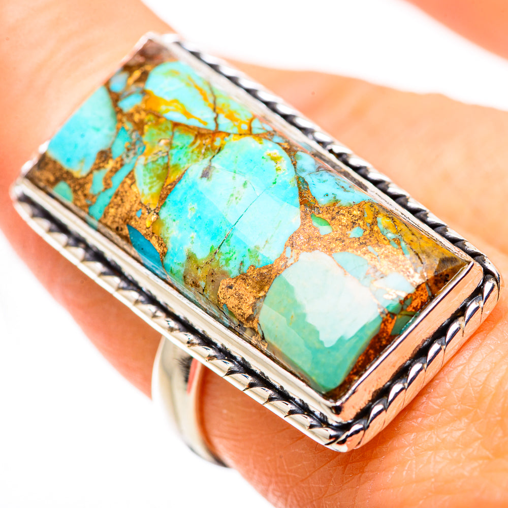 Kingman Mohave Turquoise Rings handcrafted by Anasilvercos - RING132271