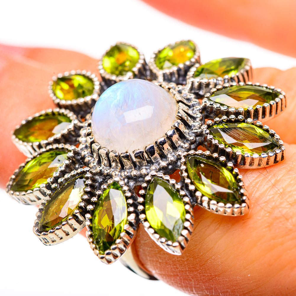 Rainbow Moonstone Rings handcrafted by Anasilvercos - RING132273