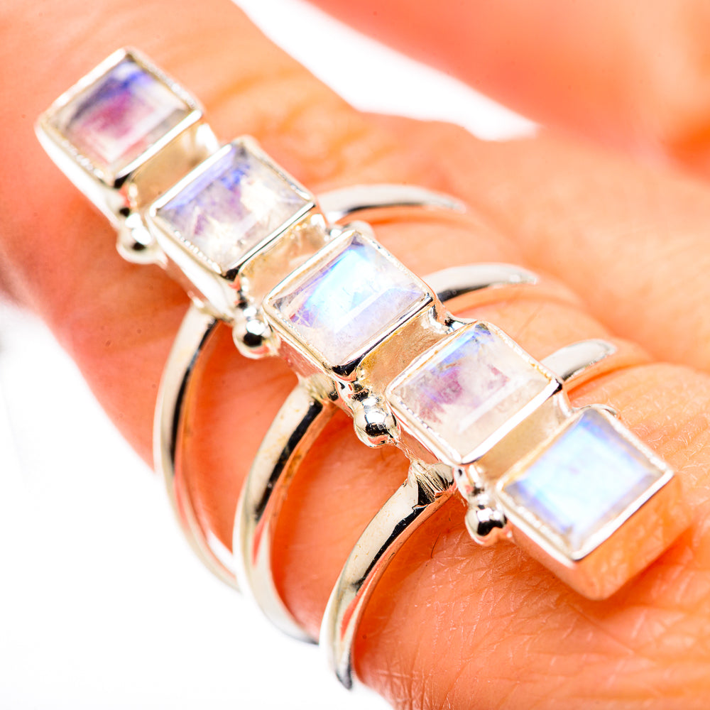 Rainbow Moonstone Rings handcrafted by Anasilvercos - RING132278