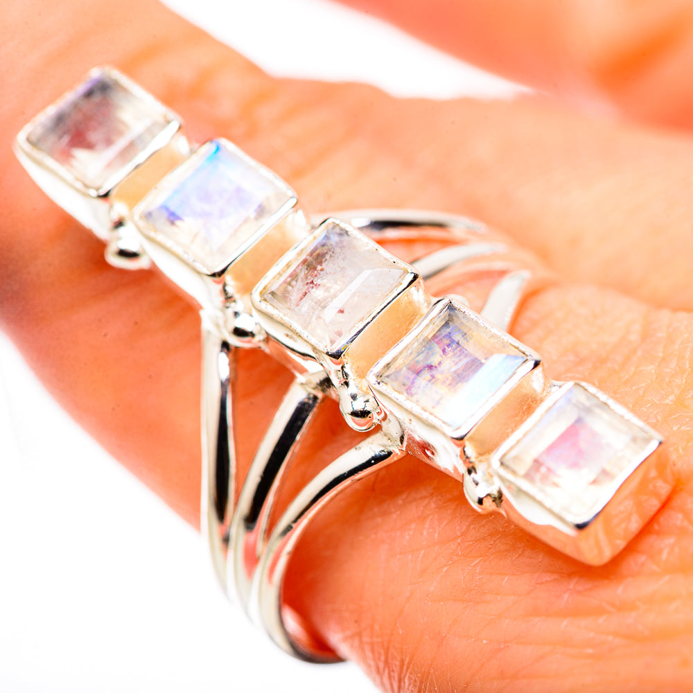 Rainbow Moonstone Rings handcrafted by Anasilvercos - RING132279