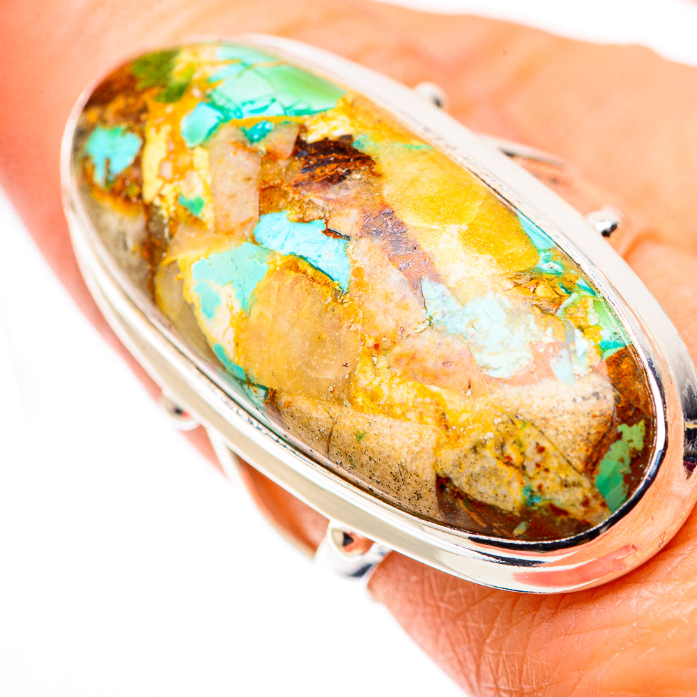 Kingman Mohave Turquoise Rings handcrafted by Anasilvercos - RING132284