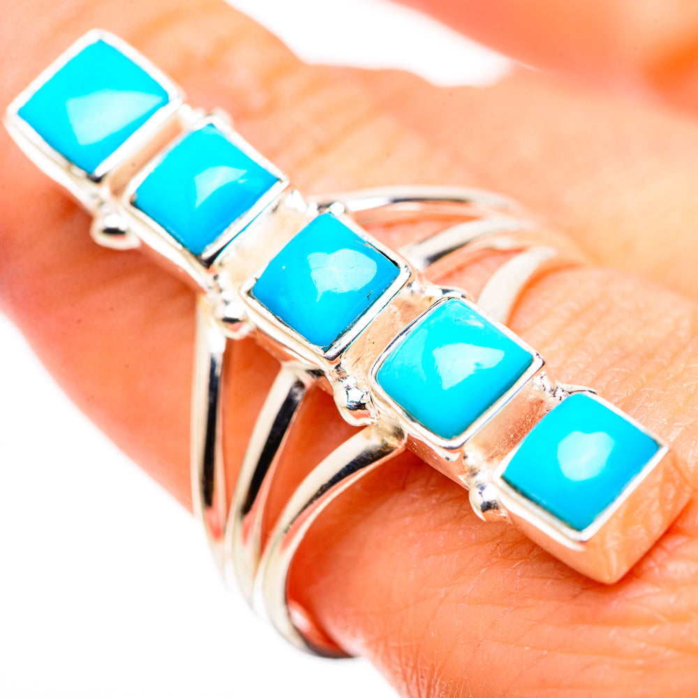 Sleeping Beauty Turquoise Rings handcrafted by Anasilvercos - RING132286