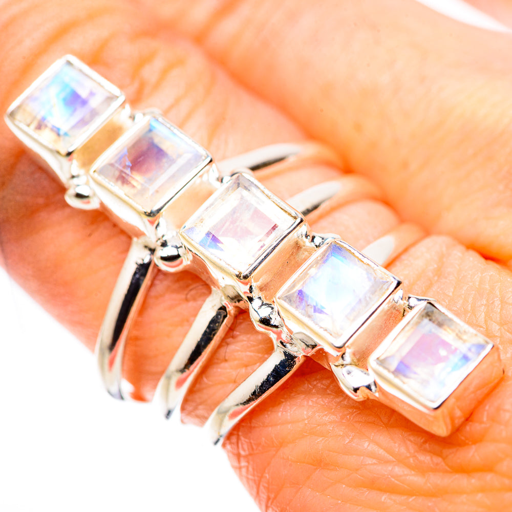 Rainbow Moonstone Rings handcrafted by Anasilvercos - RING132299