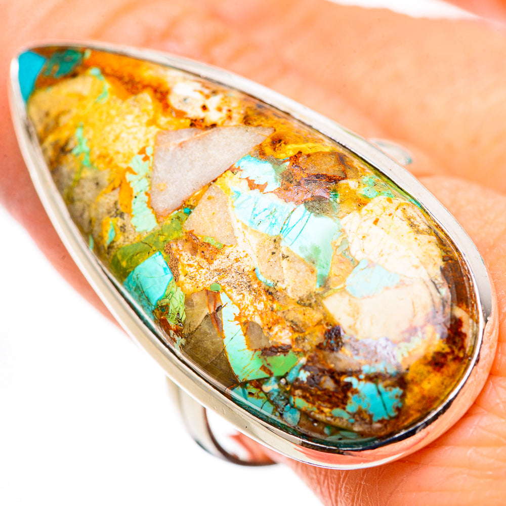 Kingman Mohave Turquoise Rings handcrafted by Anasilvercos - RING132302