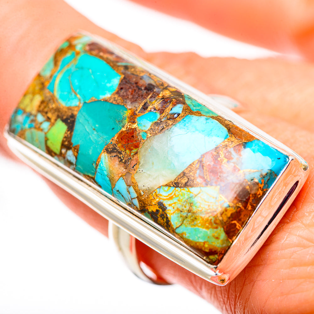 Kingman Mohave Turquoise Rings handcrafted by Anasilvercos - RING132305