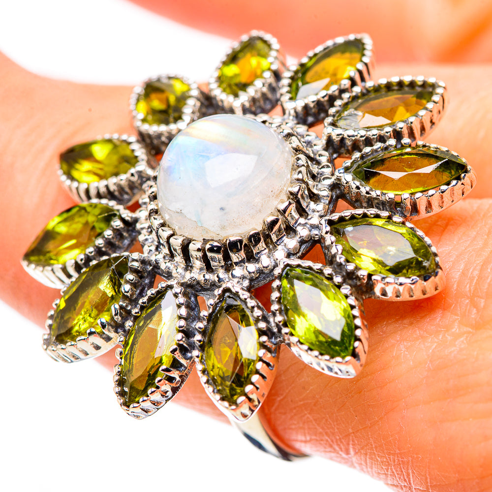 Rainbow Moonstone Rings handcrafted by Anasilvercos - RING132314
