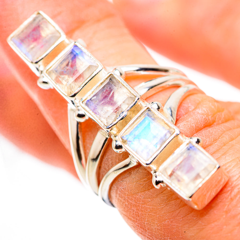Rainbow Moonstone Rings handcrafted by Anasilvercos - RING132320
