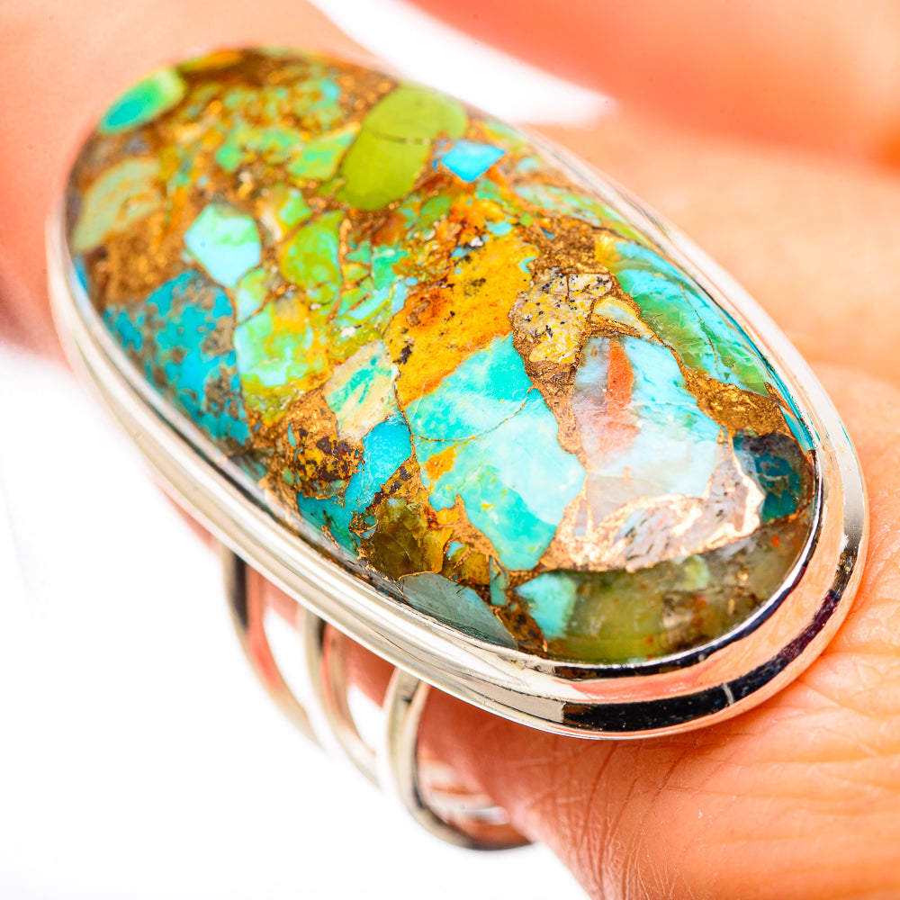Kingman Mohave Turquoise Rings handcrafted by Anasilvercos - RING132323