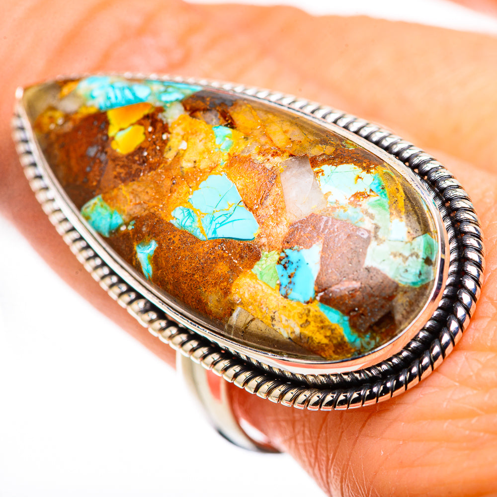 Kingman Mohave Turquoise Rings handcrafted by Anasilvercos - RING132324
