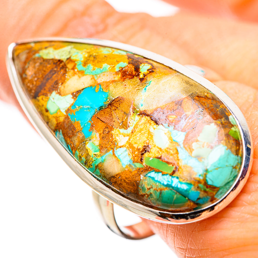 Kingman Mohave Turquoise Rings handcrafted by Anasilvercos - RING132341