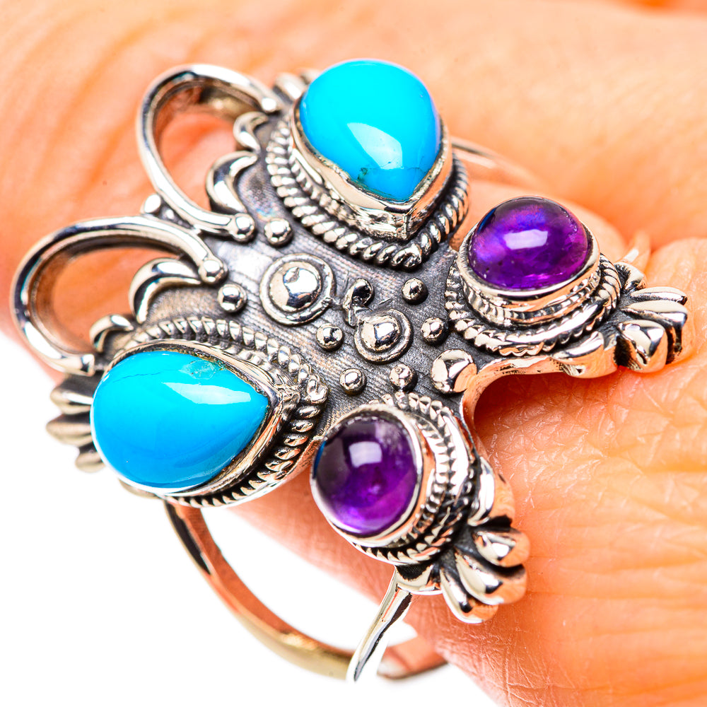 Sleeping Beauty Turquoise Rings handcrafted by Anasilvercos - RING132344